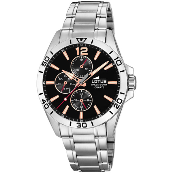 MONTRE LOTUS 18812/6 NOIR, BRACELET EN ACIER, HOMME