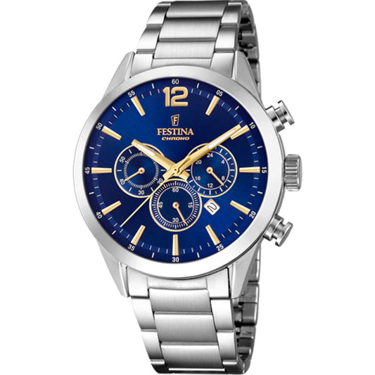 MONTRE FESTINA F20343/2 BLEU, BRACELET ACIER INOXYDABLE, HOMME