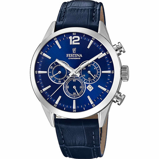 MONTRE FESTINA F20542/2 BLEU, BRACELET CUIR, HOMME