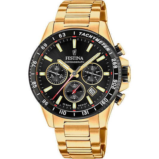 FESTINA TIMELESS CHRONOGRAPH MONTRE F20634/5 NOIR ET DORÉ