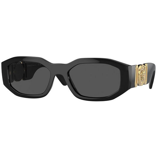 Versace Irregular Sunglasses 53mm with Black Frame and Dark Grey Lenses