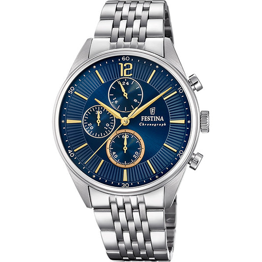 MONTRE FESTINA F20285/3 BLEU, BRACELET ACIER INOXYDABLE, HOMME